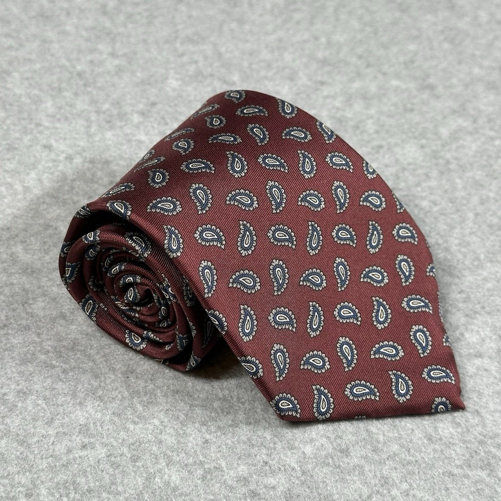 Vintage Bert Pulitzer Silk Tie Burgundy Paisley Classic 90s Mens Necktie 56x3.75